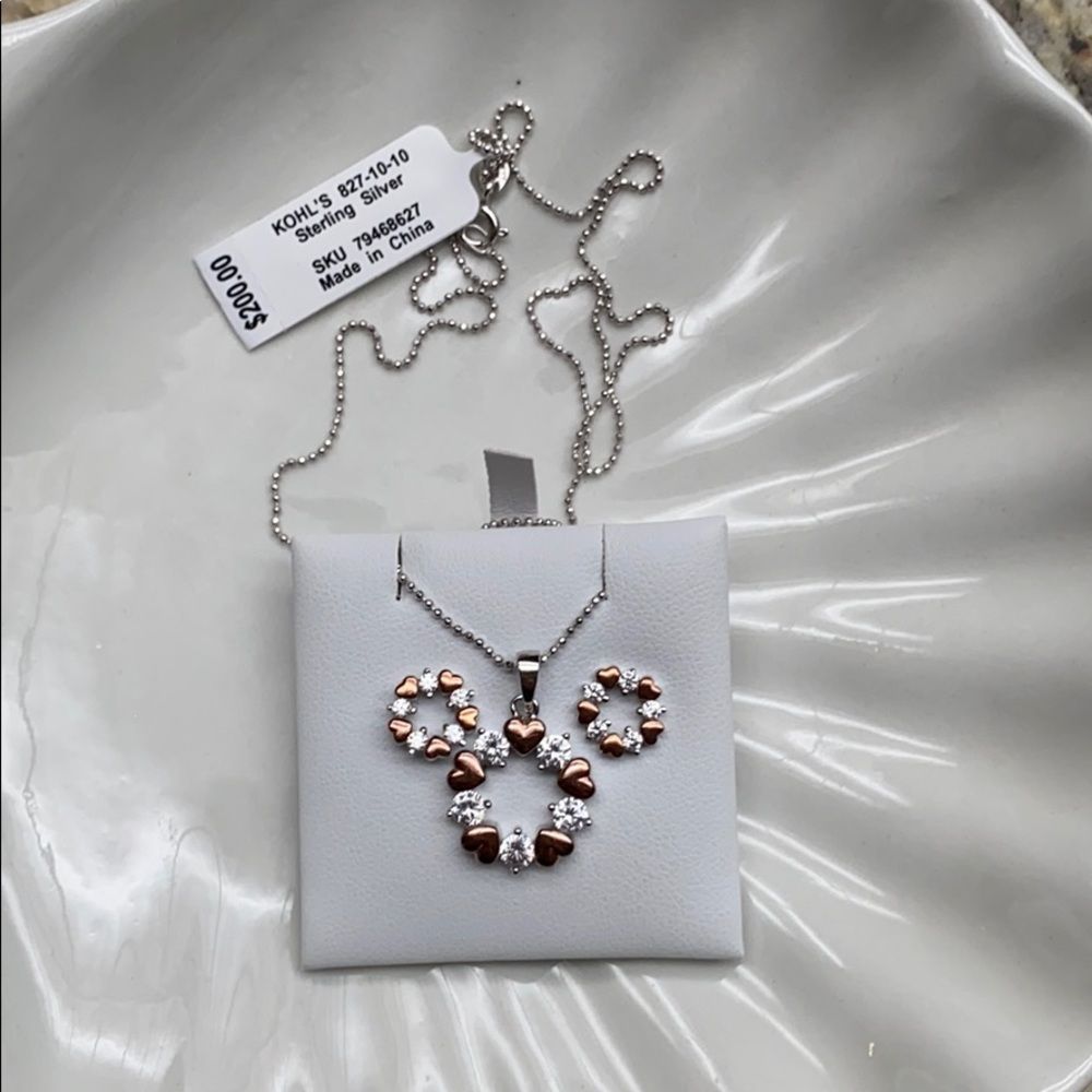 Two Tone Sterling Silver Cubic Zirconia Set